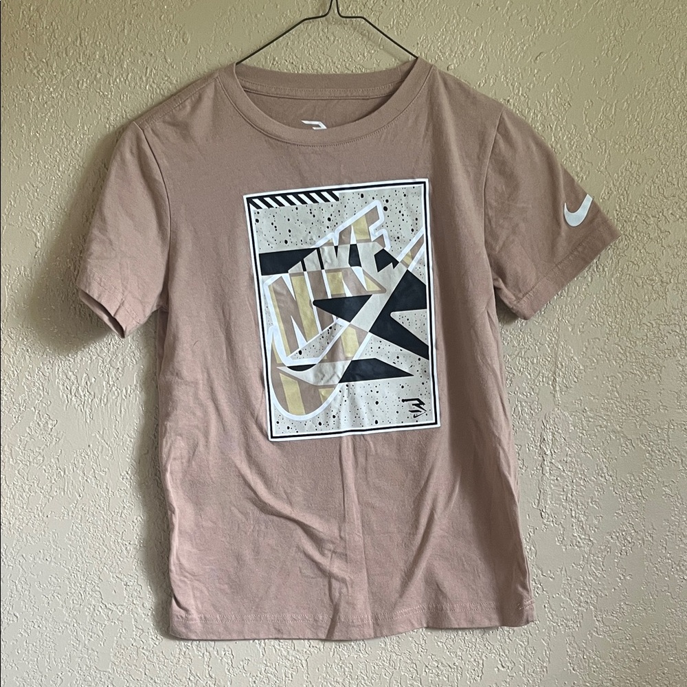 Nike Tan Graphic Tee with Bold Design
